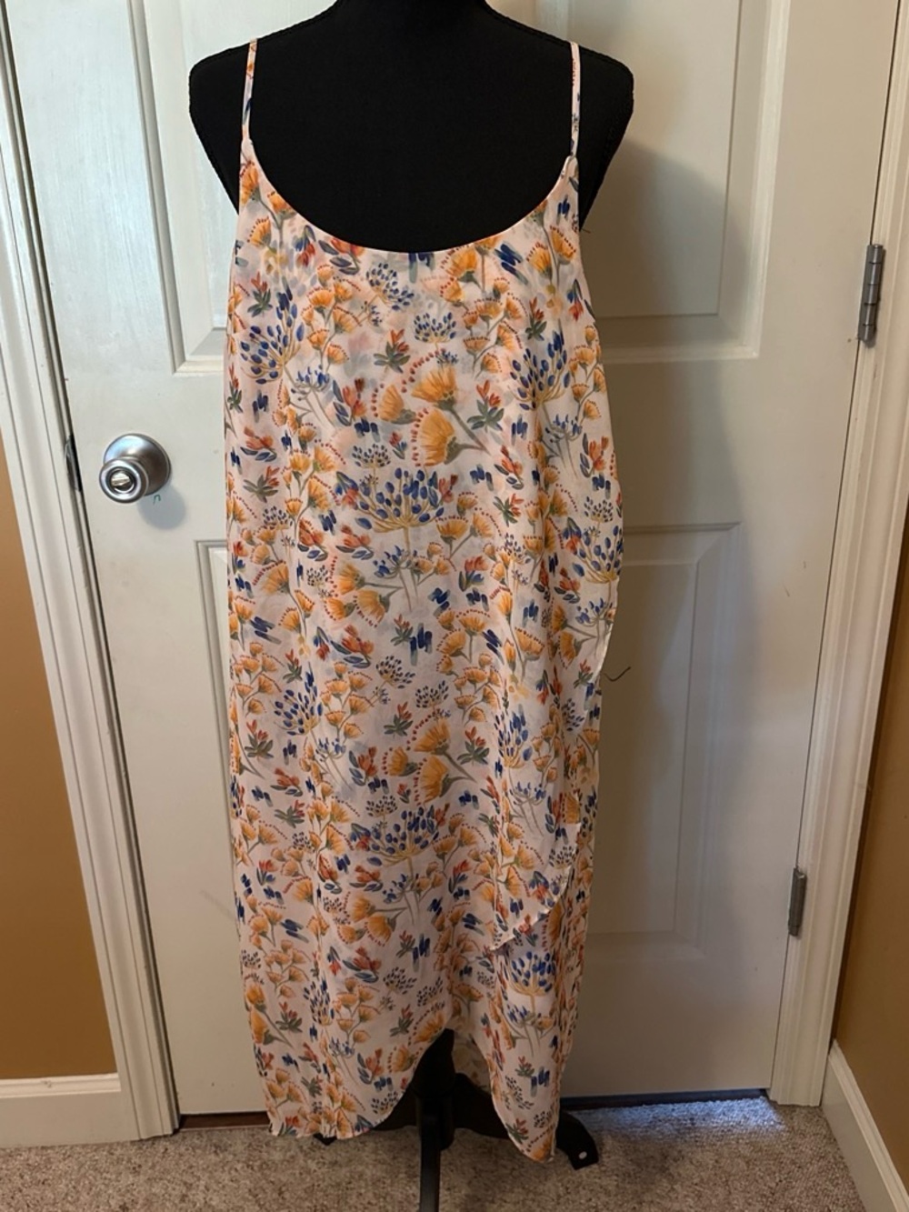 Gianni Bini Floral Slip Jumpsuit in Cream, Yellow & Blue